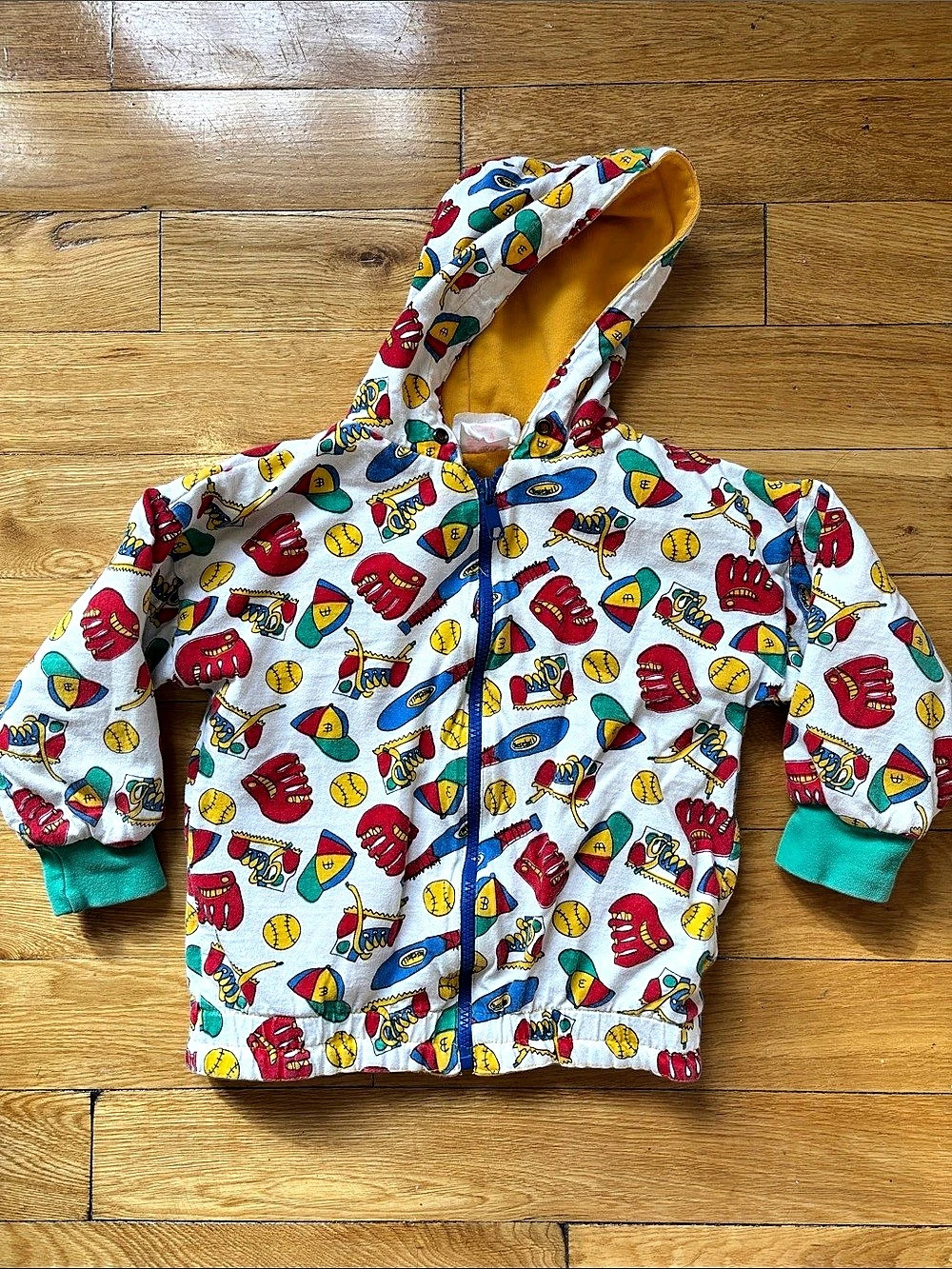 Limited Too Vintage Kids Hooded Colourblock Baseball Jacket Yellow
